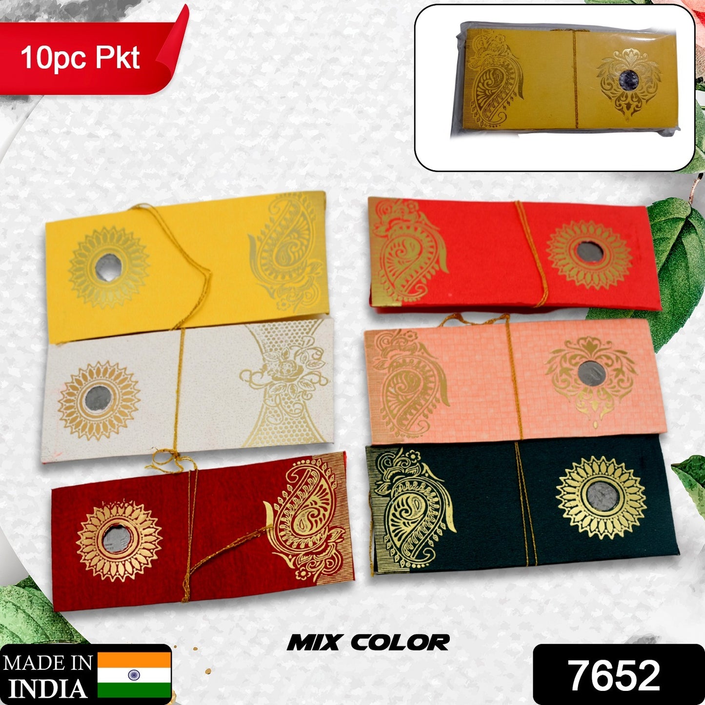 7652 Wedding Gift Envelopes Pack Of 10 Pcs With Coin Money Cash Gift Cover Shagun Birthday Marriage Baby Shower Anniversary Money Envelope Lifafa Envelope Multicolor Premium Envelope (10 Pcs Set)