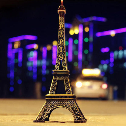 4733 Antique Finish 3d Metal Paris Eiffel Tower Metal Craft Famous Landmark Building Metal Statue Cabinet Office Gifts Decorative Showpiece.