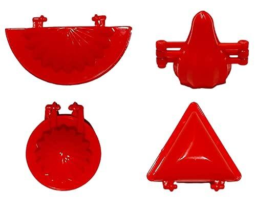 2403 4 Pcs Plastic Red Kitchen Tool Mould Dough Press