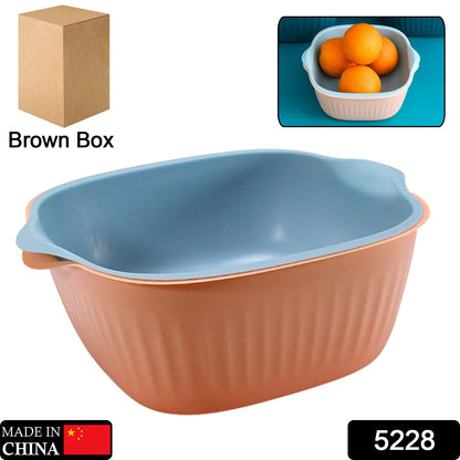 5228 Kitchen Bowl Plastic Washing Bowl And Strainer Drainer Basket For Home  Kitchen Use