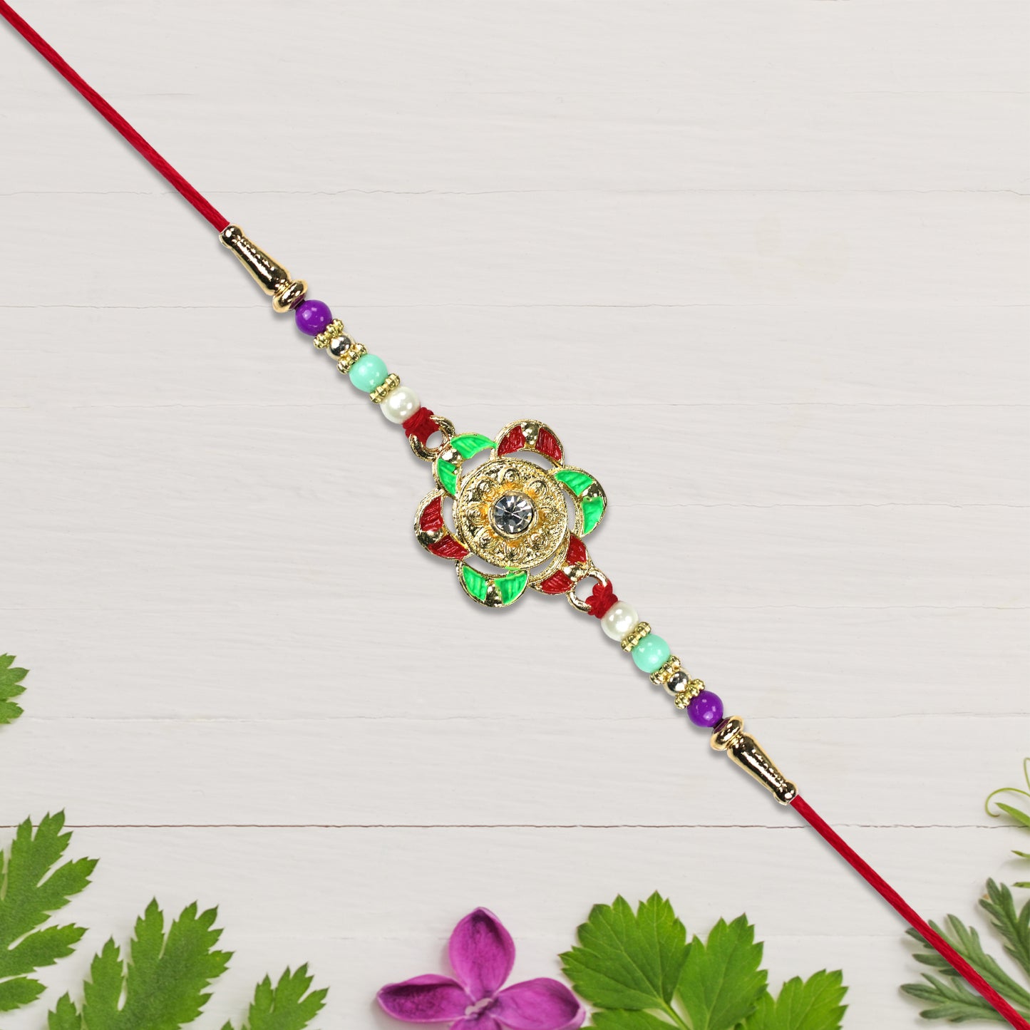 Gold-plated Floral Rakhi