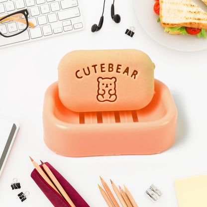 Cute Soap Shaped Erasers With Plastic Case (1 Pc  With Case)