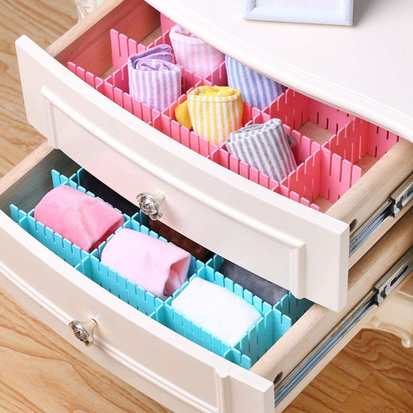 4146 Storage Box Drawer Organizer Drawer Cupboard Divider  Grid Closet Sorting Partition  Plastic Strips Separators Box Organizer (4 Pc Set )