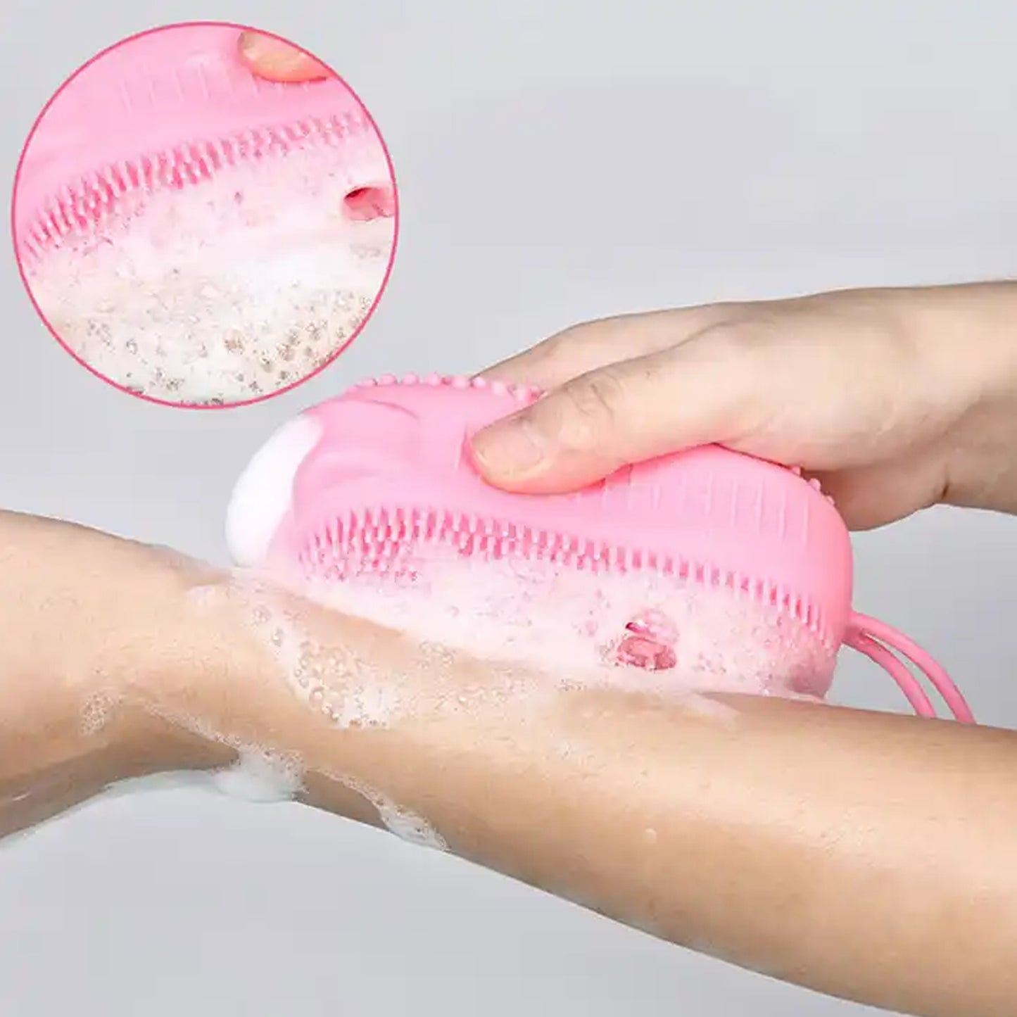 1436  Silicone Super Soft Silicone Bath Brush Double-sided Body Scrubber Brush For Deep Cleasing Exfoliating Ultra-soft Scrubber(1 Pc)