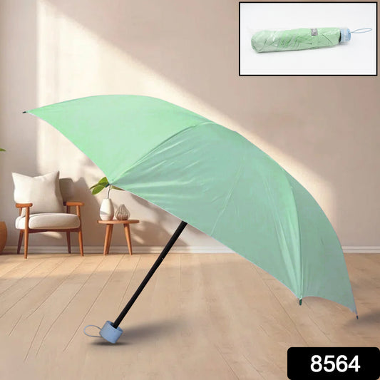 8564 3 Fold Manual Open Umbrella  Windproof Sunproof  Rainproof With Sturdy Steel Shaft  Easy To Hold  Carry  Umbrella For Women Men  Kids (1 Pc)