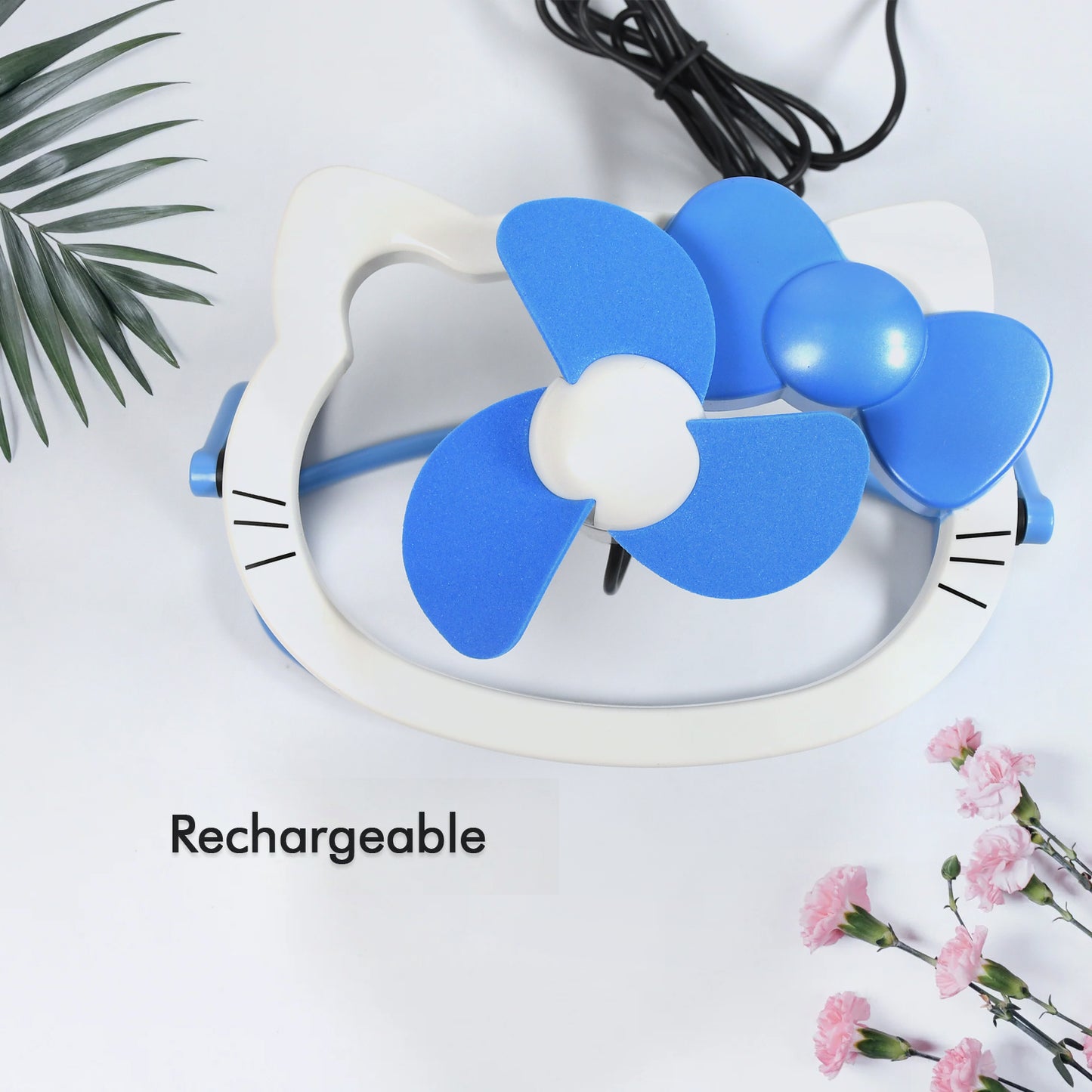 7708 Hello Kitty Cartoon Fan Cute Bright Color Desktop Office Usb Mini Fan Personal Desktop Fan (Battery Not Include)