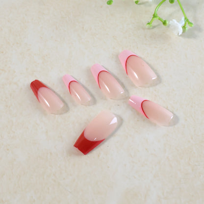 Elegant Nude Glossy Artificial Nail Tips Fake Nails (24 Pc Set)