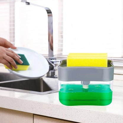 1485 Liquid Soap Dispenser On Countertop With Sponge Holder For Pet