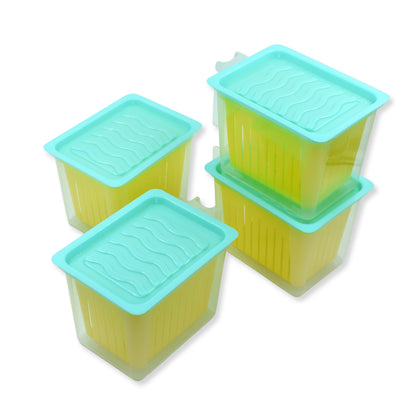 2836 Fridge Storage Containers With Handle Plastic Storage Container For Kitchen(4 Pcs Set)