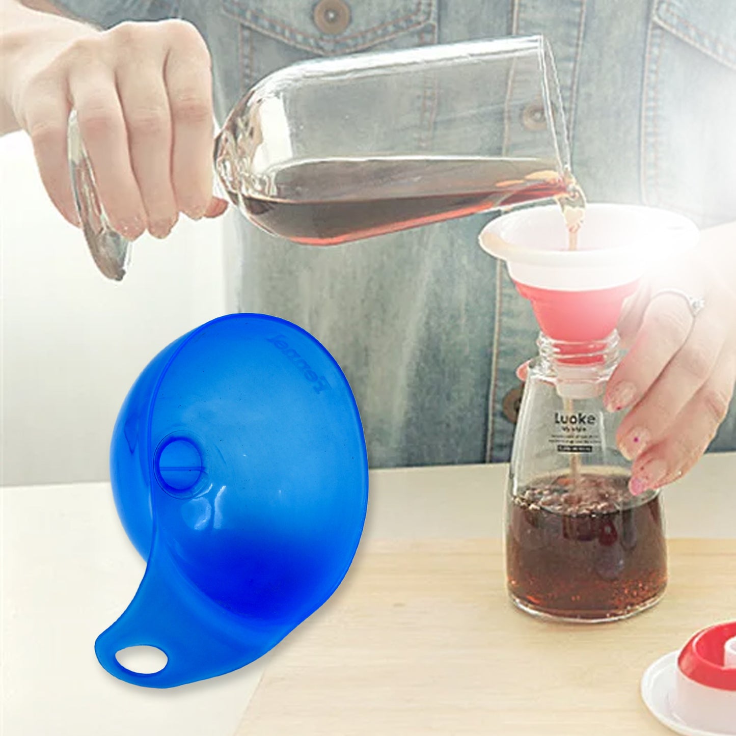 17555 Plastic Funnel For Pouring Oil Sauce Water Juice Cooking Oil Powder Small Food-grains Food Grade Plastic Funnel (1 Pc)