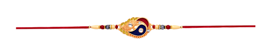 Elegant Rakhi With Enamel Paisley Design And Gold-tone Embellishments