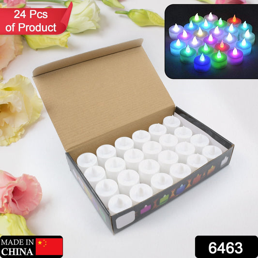 6463 24pcs Festival Decorative - Led Tealight Candles  Battery Operated Candle Ideal For Party Wedding Birthday Gifts (Multi Color) ( Diya  Divo  Diva  Deepak  Jyoti )