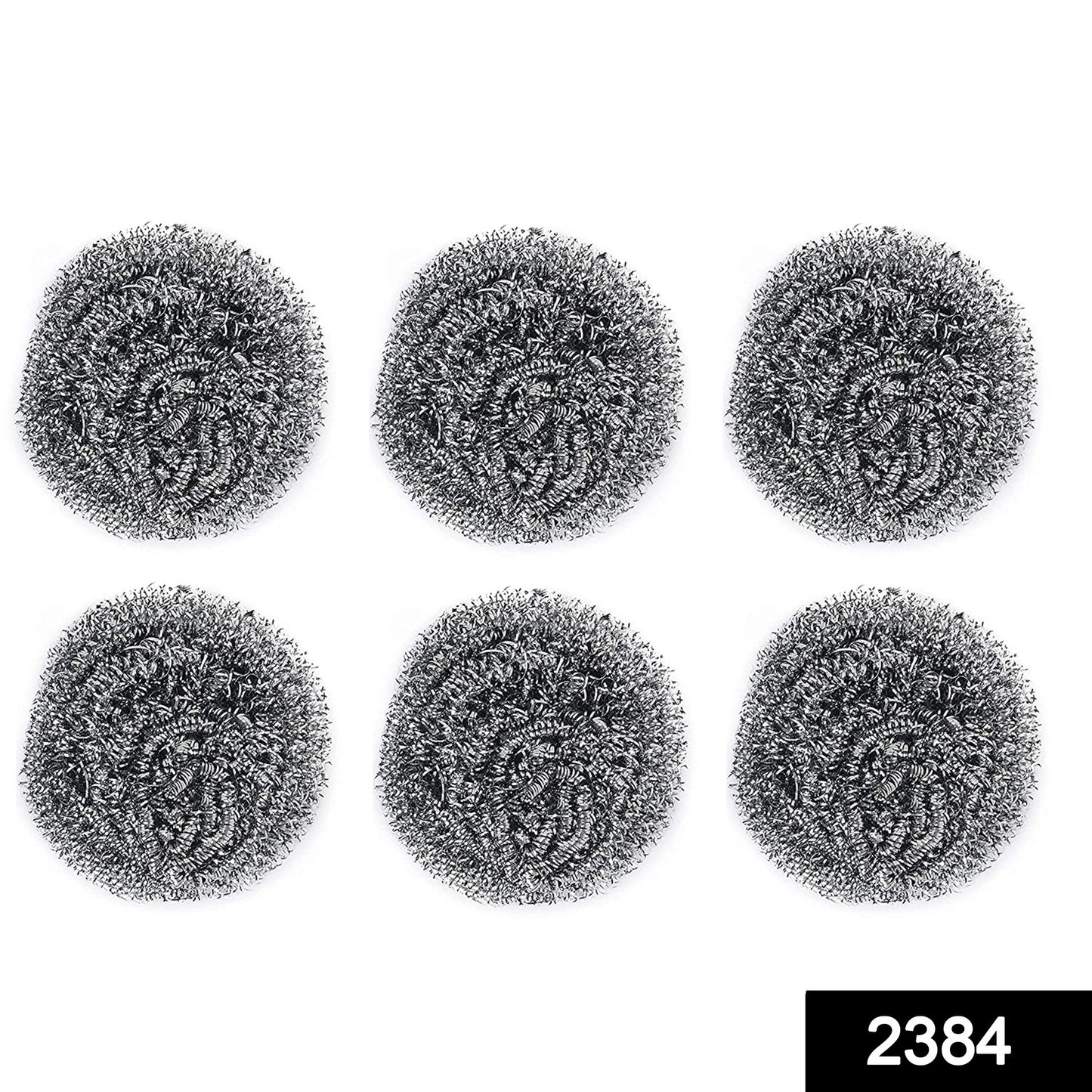 2384 Round Shape Stainless Steel Scrubber (Pack Of 6)