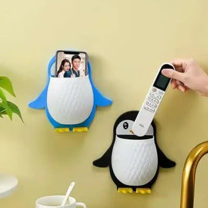 17688 Penguin Storage Box Adhesive Remote Case Electric Toothbrushes Holder Universal Controller Holder Wall Nightstand Office Plastic Wall Mount