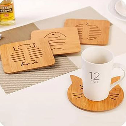 Square Bamboo Wood Table Place Mat Hot Pot Cup Mat Tea Coaster(1414 Cm  1 Pc)