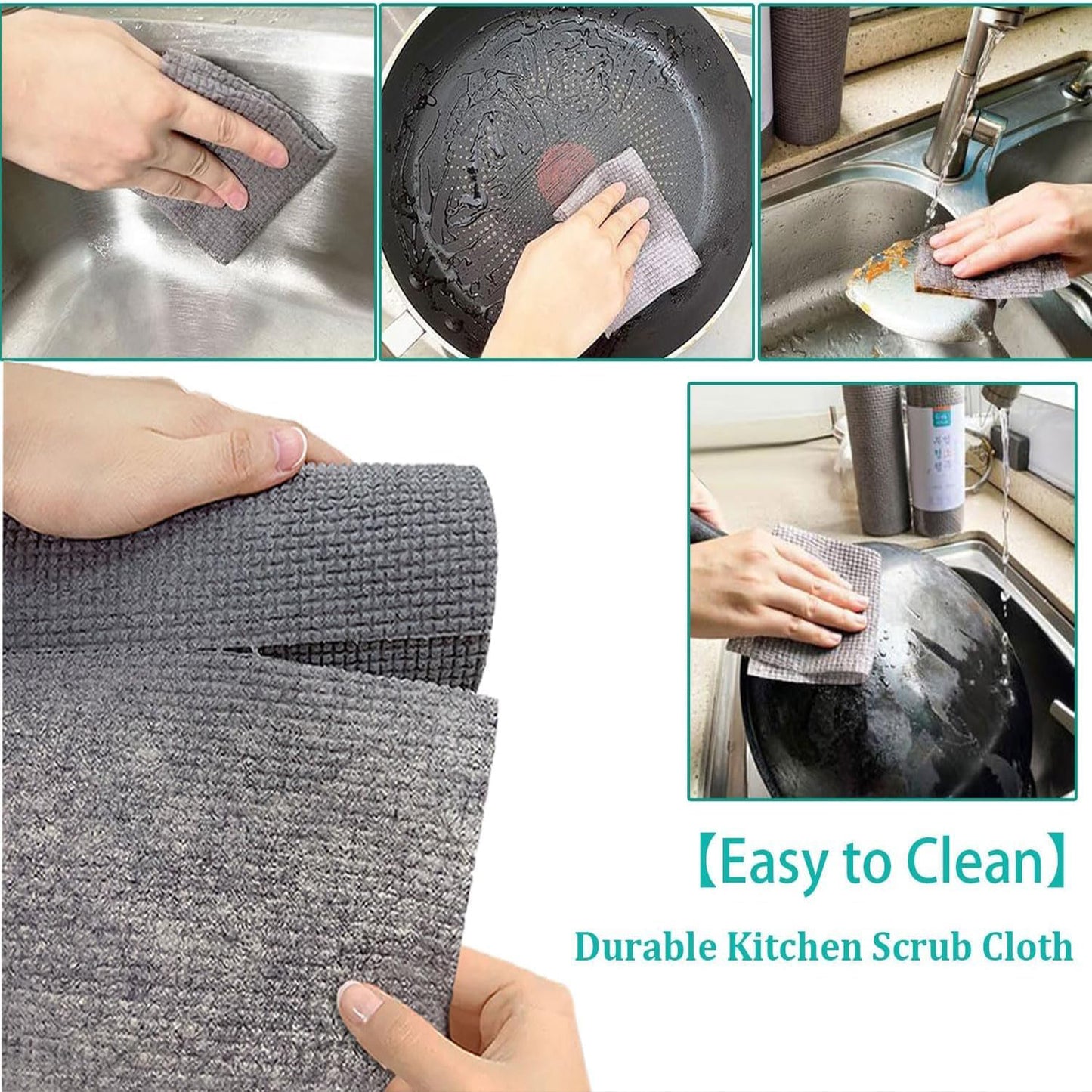 8190 Durable Kitchen Scrub Cloth Microfiber Cleaning Cloth Roll Kitchen Wear-resistant Cloth 2022cm Multipurpose Cleaning Cloths For Kitchen (1pc)