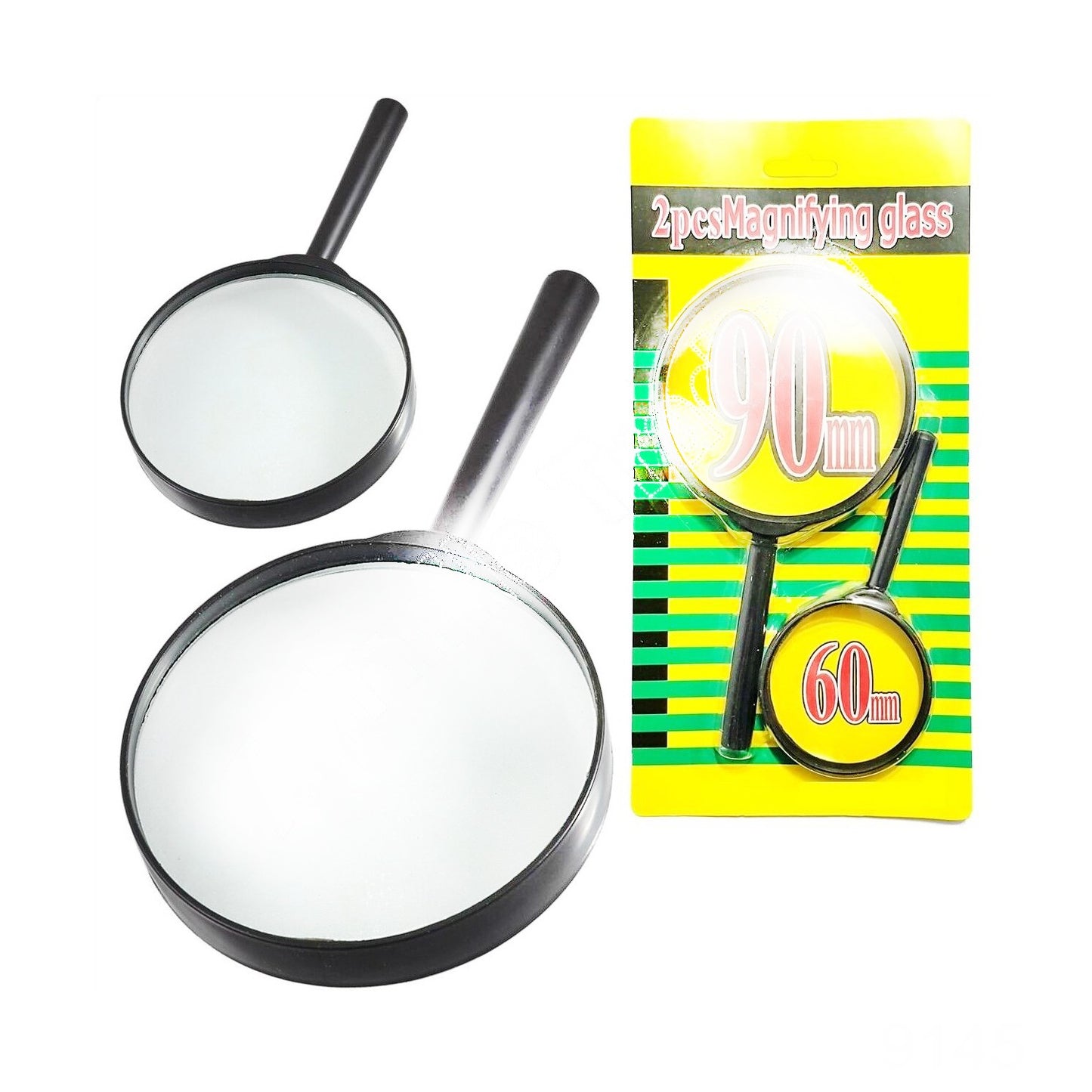 9145 Magnifying Glass Lens - Reading Aid Made Of Glass - Real Glass Magnifying Glass That Can Be Used On Both Sides - Glass Breakage-proof Magnifying Glass Protect Eyes 90mm  60mm (2pc Set)