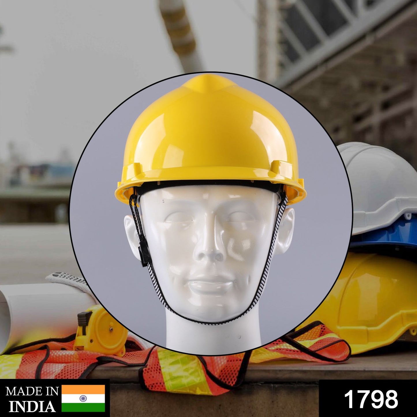 1798 Yellow Plastic Hard Hat Construction Cap (1pc Only)