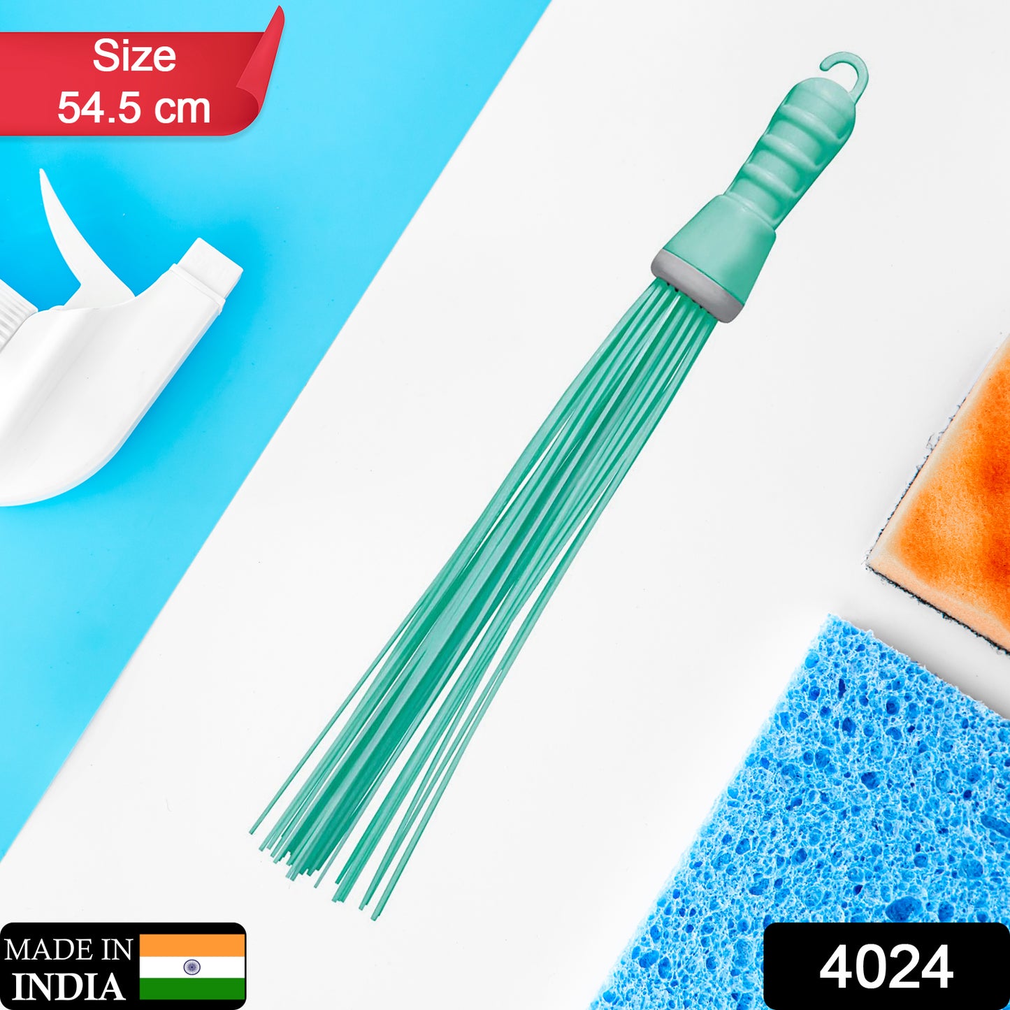 4024 Plastic Hard Bristle Broom For Bathroom Floor Cleaning And Scrubbing Wet And Dry Floor Cleaning