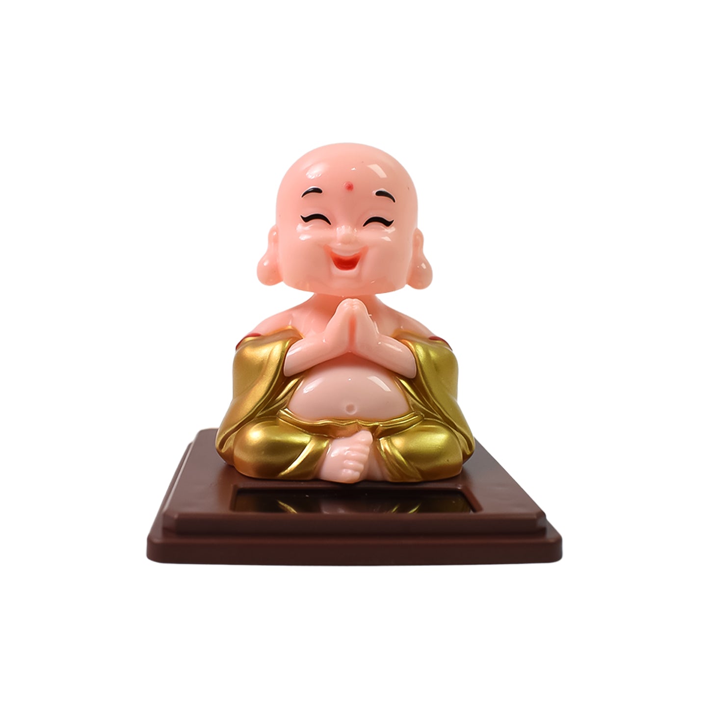 Solar Power Moving Head Buddha Statue Car Ornament (1 Pc  Mix Color)