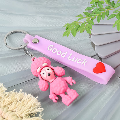 Cute Cartoon Silicone 3d Key Chain With Metal Hook  Strap (Pack Of 1)