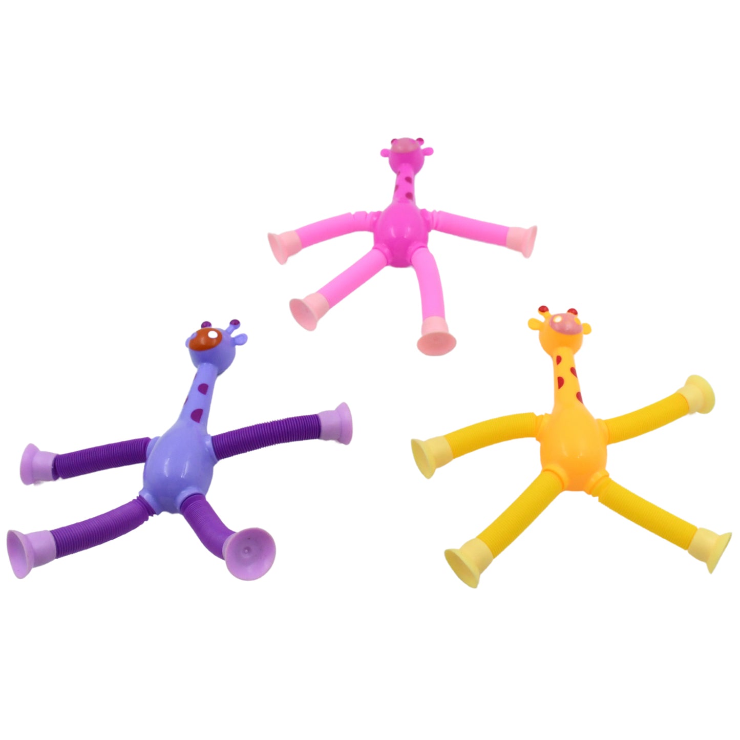 17970 Led Telescopic Suction Cup Giraffe Toy Pop Tubes Fidget Toys Shape Changing Telescopic Sensory Tubes Fidget Tubes Sensory Toys Suction Toy Funny Gift (3 Pcs Set)