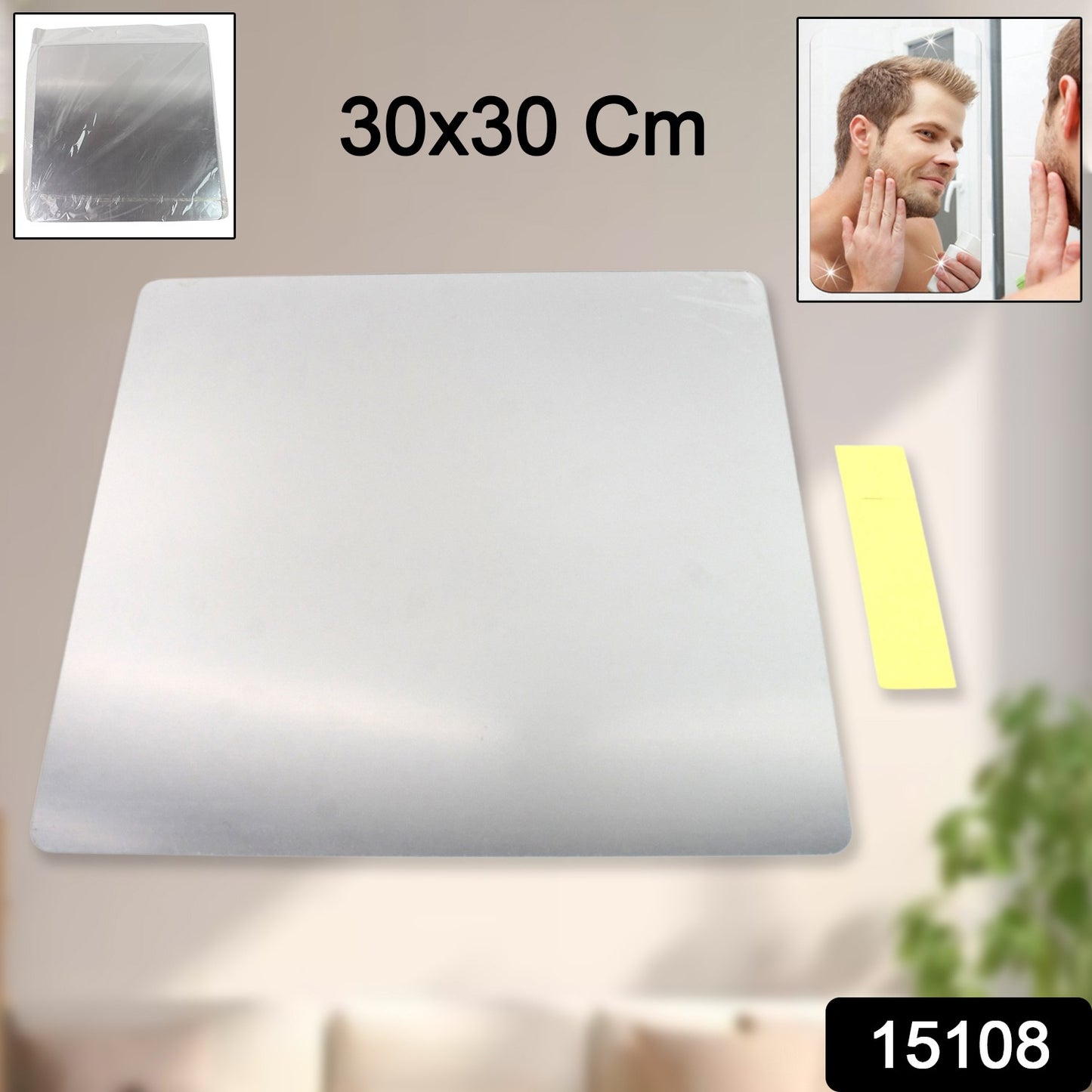 Plastic Square 3d Mirror Wall Stickers (1 Pc  30x30 Cm)