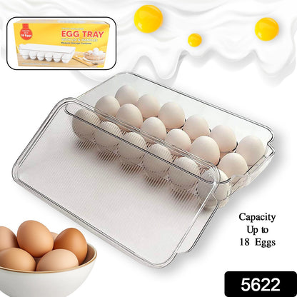 Plastic 18 Cavity Egg Storage Box Or Egg Trays For Refrigerator With Lid  Handles High Quality Rectangular Egg Tray Box For 18 Egg (1 Pc)