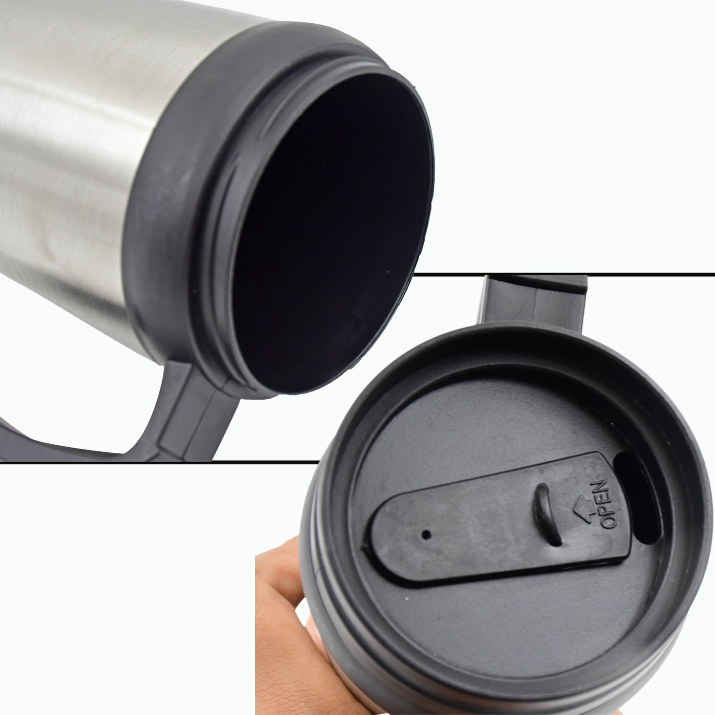 Stainless Steel Vacuum Glass Insulated Glass Coffee Cups (With Lid  Handle  1 Pc)