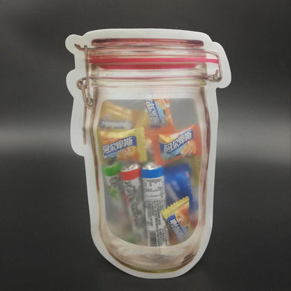 1074 Reusable Airtight Seal Plastic Food Storage Mason Jar Zipper (500ml)