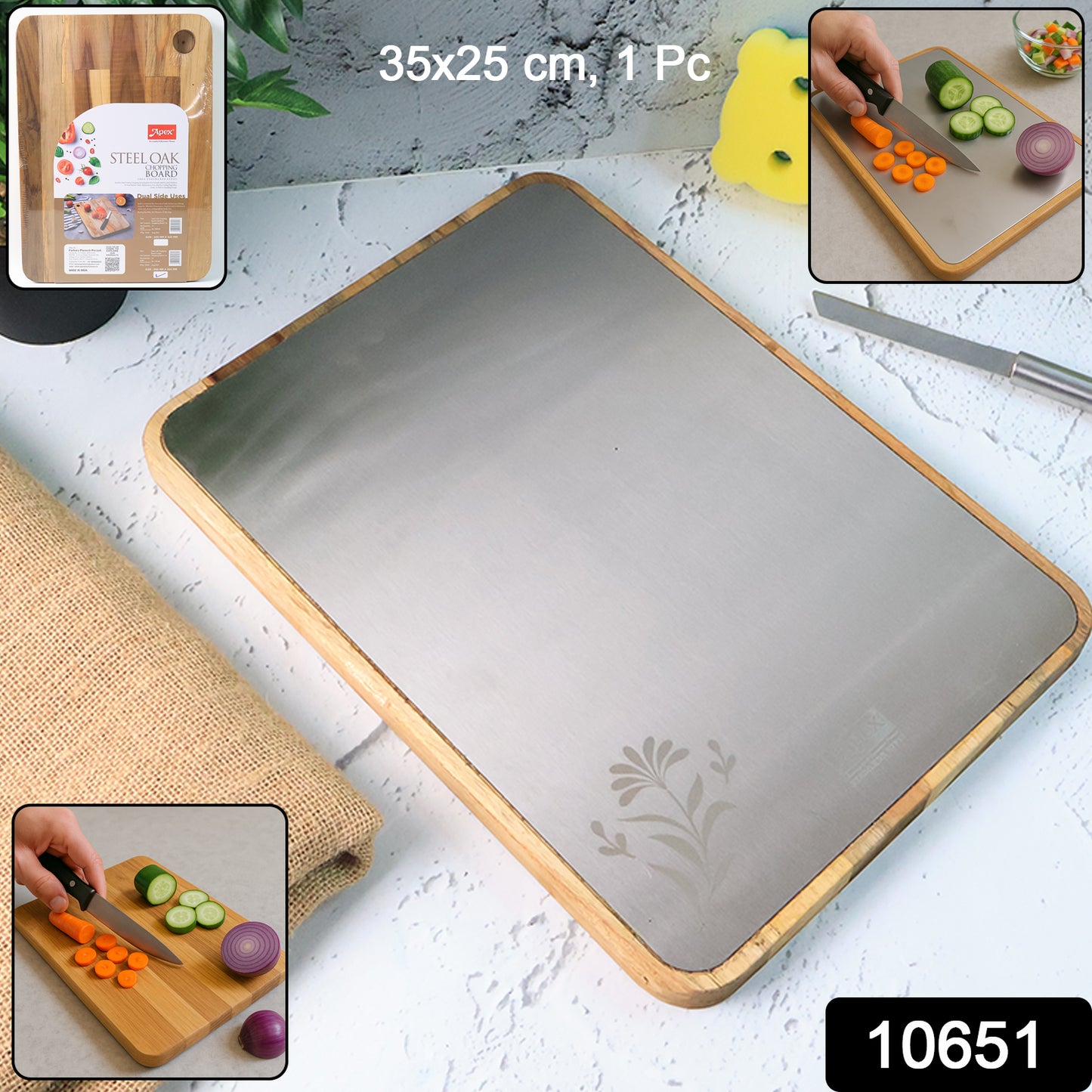Apex Steel Oak Cutting Board With Wooden Handle (1 Pc)