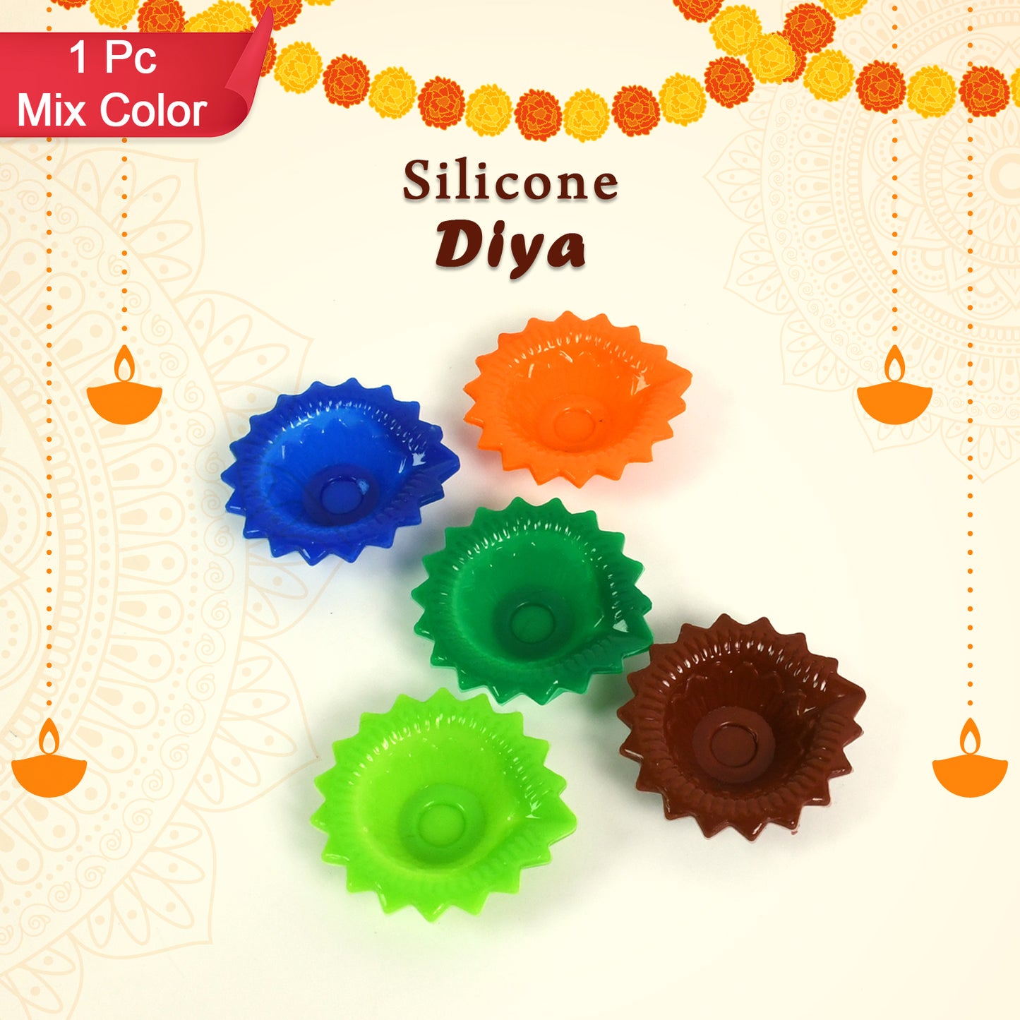 Silicone Diya For Diwali Attractive Design Colourful Diya Combo (Mix Design 1 Pc)