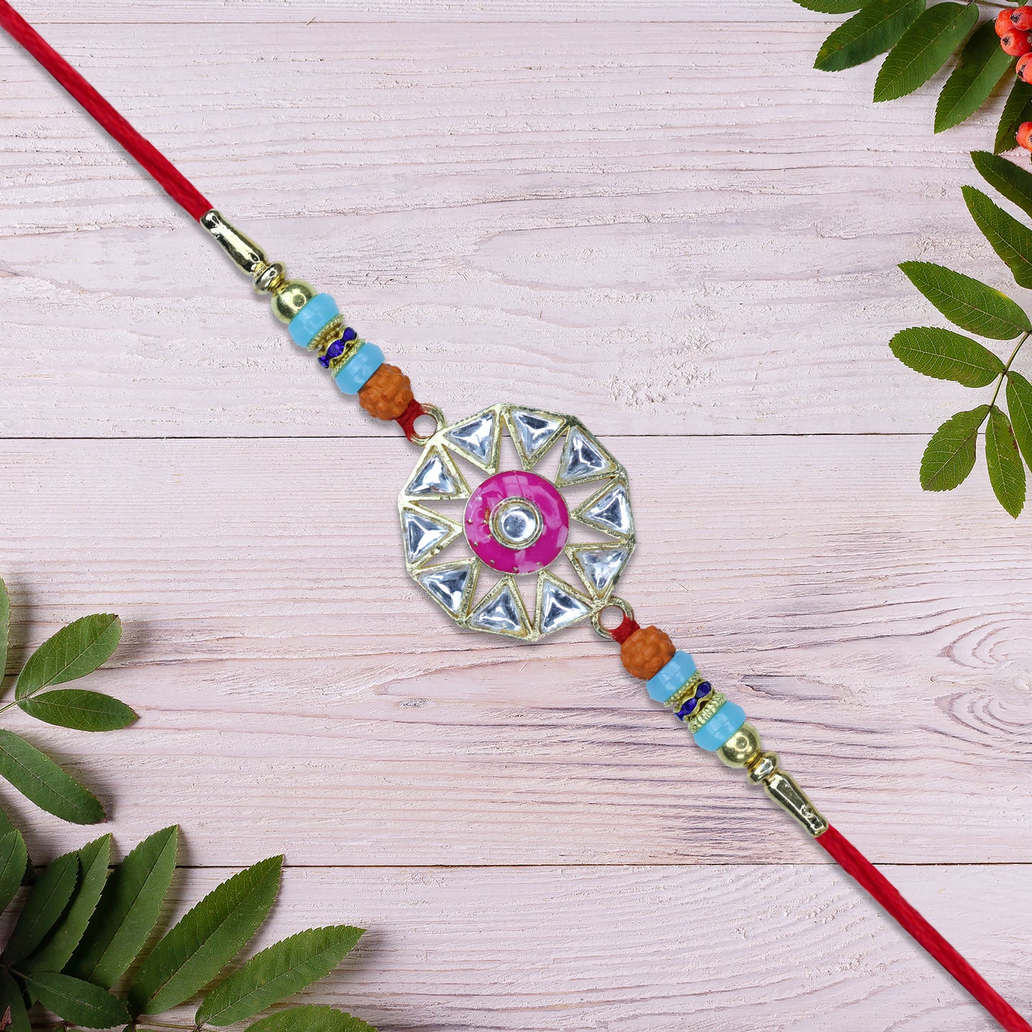 Pink  Silver Designer Rakhi