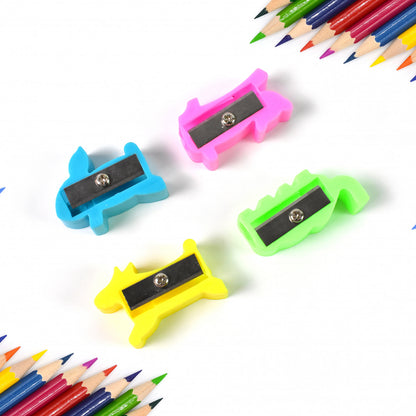 Plastic Small Cute Pencil Sharpener (1 Pc  Mix Design  Color)