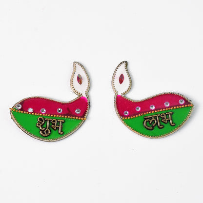 Shubh Labh Diya Shaped Wall Hangings (2 Pc)