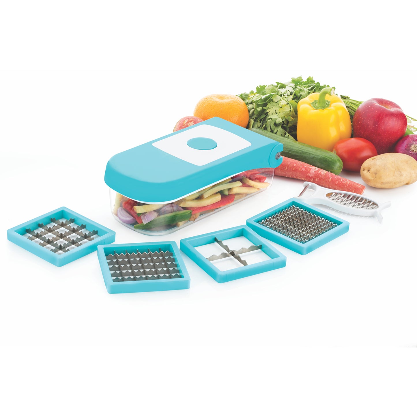 8108 Ganesh 7 In 1 Plastic Vegetable Dicer Blue