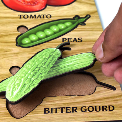 Wooden Vegetable Puzzle Learning Educational Board (1 Set  2820 Cm)