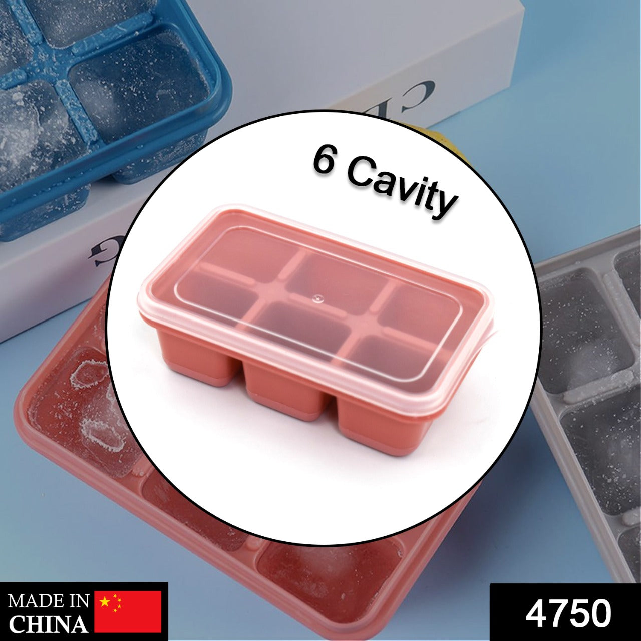 4750 6 Cavity Silicone Ice Tray Used In All Kinds Of Places Like Household Kitchens For Making Ice From Water And Various Things And All.