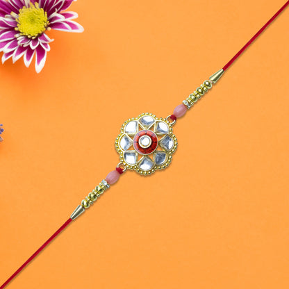 Mirror Work Floral Rakhi