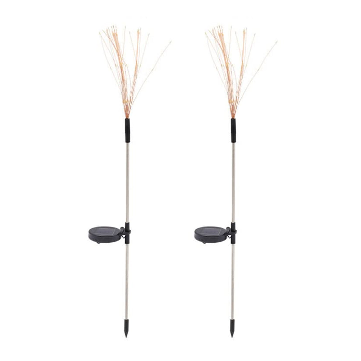 Solar Powered Warm White Starburst Firework Garden Light Set (2 Pc  120 Led)
