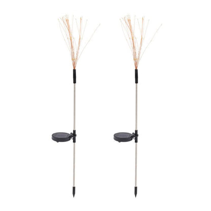 Solar Powered Warm White Starburst Firework Garden Light Set (2 Pc  120 Led)