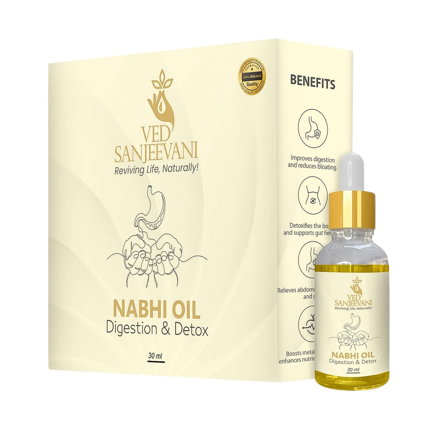 Ved Sanjeevani 30ml Ayurvedic Nabhi Oil For Digestion  Detox (30ml  1 Pc)