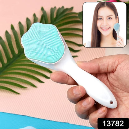 Silicone Face Scrubber Exfoliating Brush Manual Handheld Facial Cleansing Brush (1 Pc)