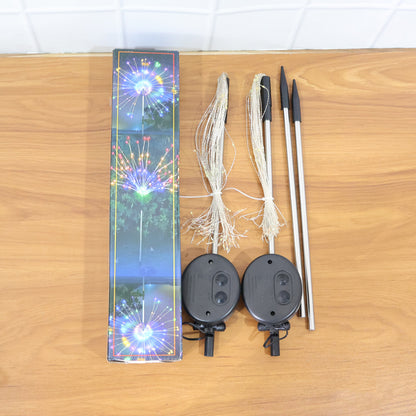 Solar Powered Warm White Starburst Firework Garden Light Set (2 Pc  120 Led)