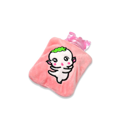 6532 Pink Cartoon Small Hot Water Bag With Cover For Pain Relief Neck Shoulder Pain And Hand Feet Warmer Menstrual Cramps.