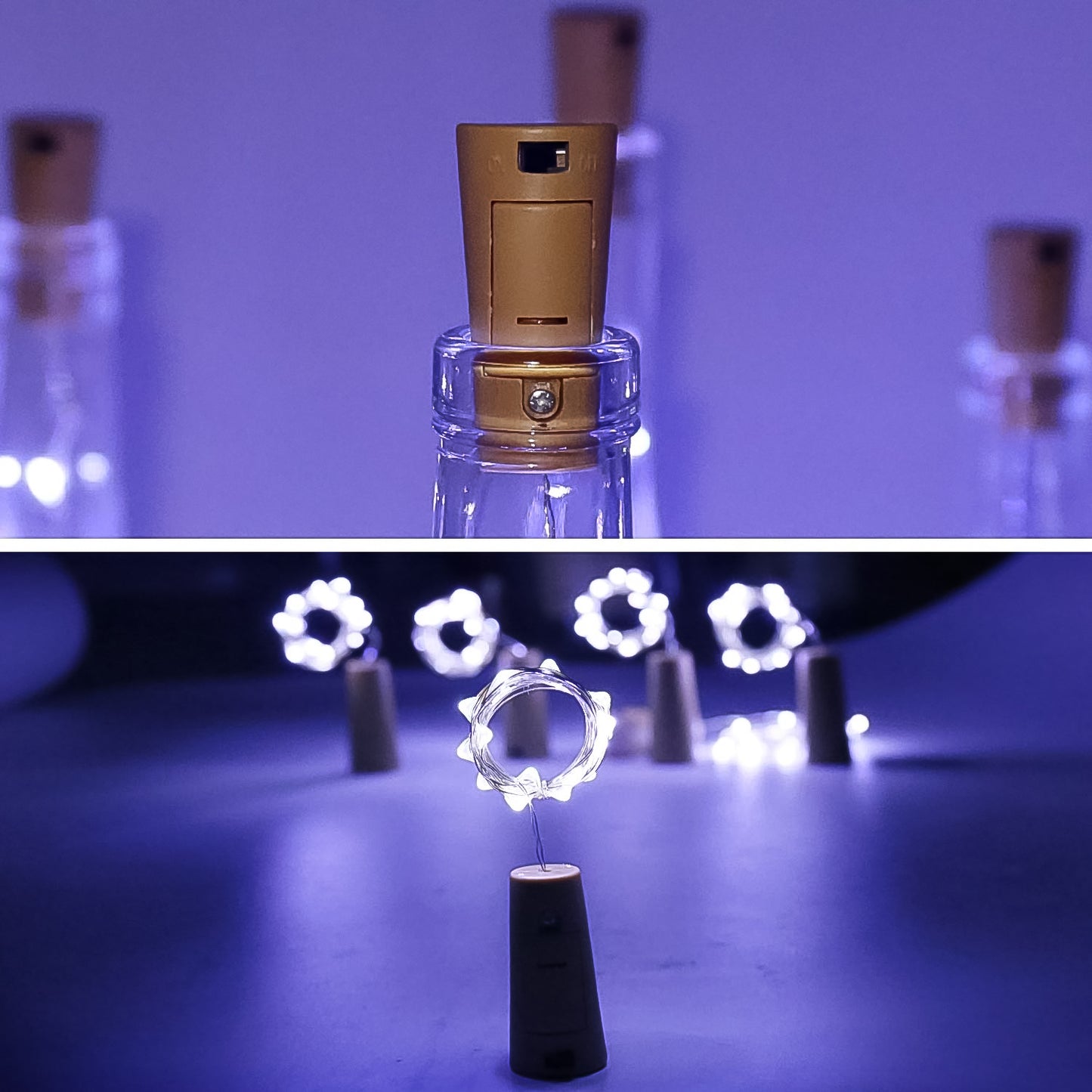 Wine Bottle Cork String Light  Multi Led  2m Cable Length Copper Wire Battery Operated (White  1 Pc)