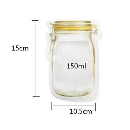 1073 Reusable Airtight Seal Plastic Food Storage Mason Jar Zipper (150ml)