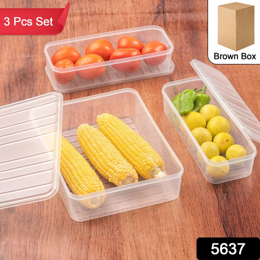 5637 Plastic Food Storage Container For Fridge Fridge Storage Boxes With Lid Stackable Fridge Storage Containers Freeze Organizer Items And Storage Vegetable Storage Box For Fridge (3 Pcs Set)