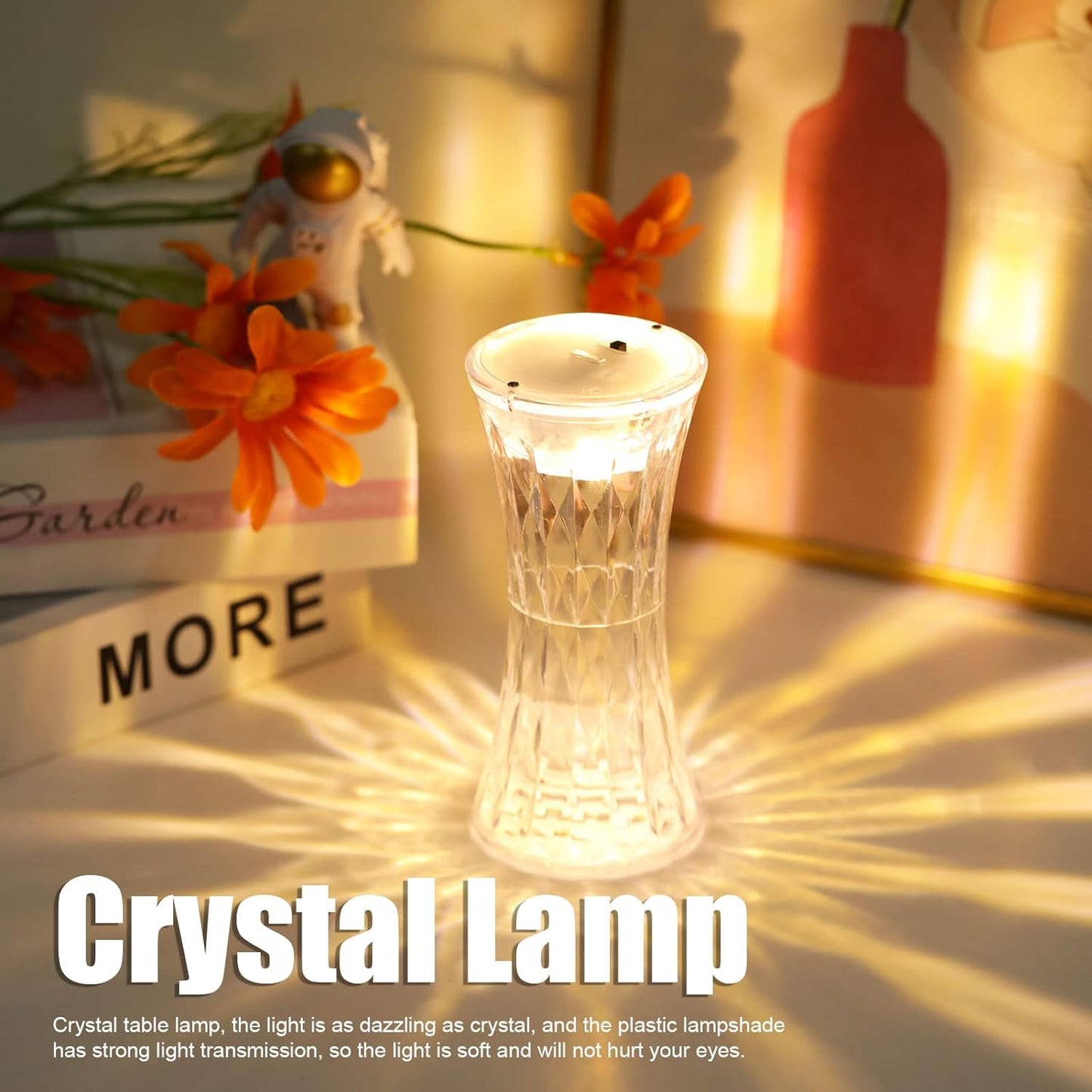 8440 Crystal Lamp Universal Night Light Soft Lighting Eye Protection For Nursery Study Bedroom Transparent Crystal Table Soft Lighting Multipurpose For Hotel For Office For Childrens Room (12pc Moq)