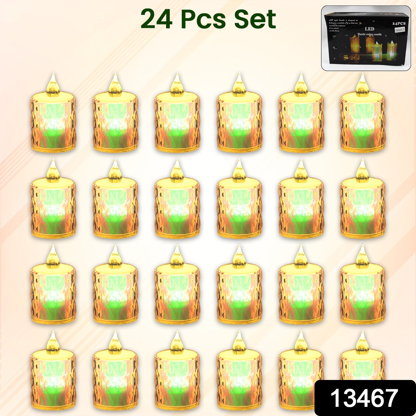 24 Pc Flameless And Smokeless Decorative Melting Candles Led Tea Light Candle Flickering Electronic Candle